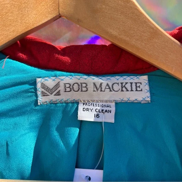 80s Bob Mackie Red Quilt Suede Jacket - Picture 3 of 14